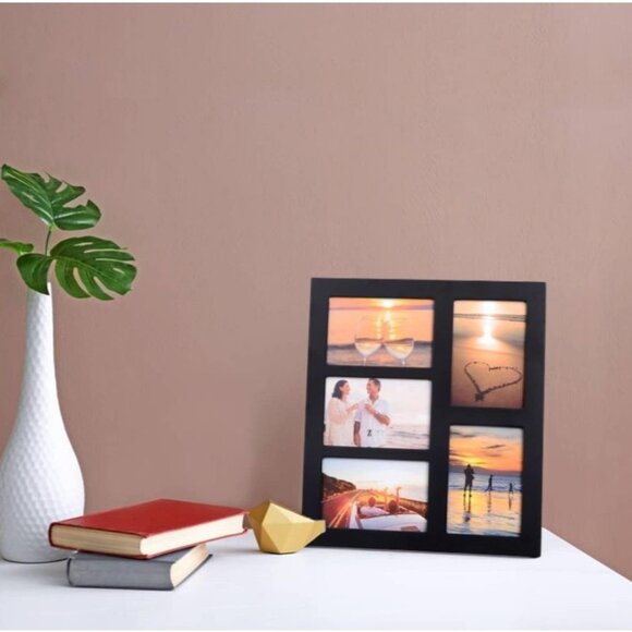 Five Photo Display Collage Wood & Glass Frame for 4x6 Prints - 2pk - Picture 4 of 7